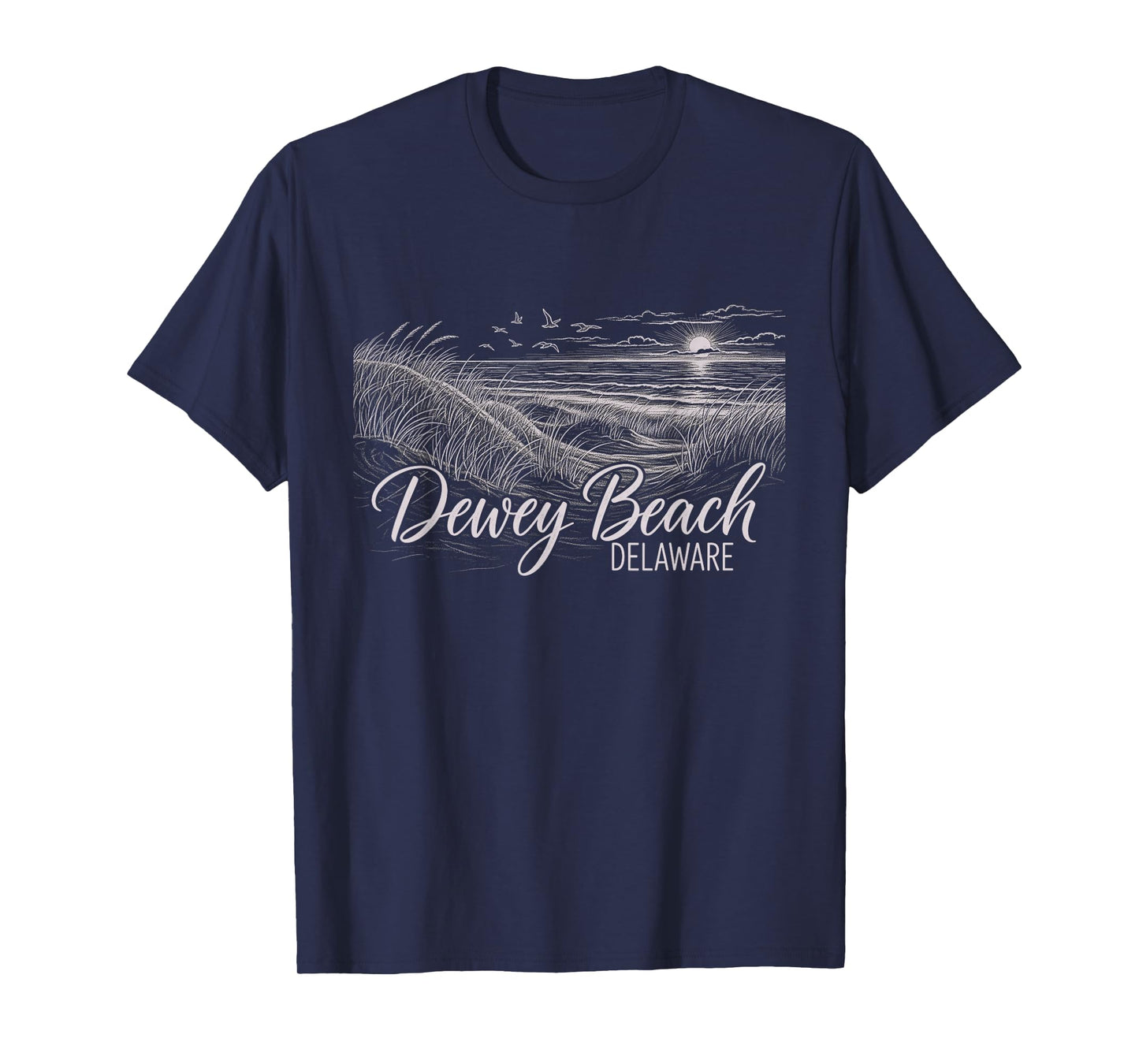 Vintage Dewey Beach Delaware Drawing Art Design T-Shirt