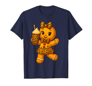 Cute Leopard Gingerbread Girl Christmas Cookie Coquette Bow T-Shirt