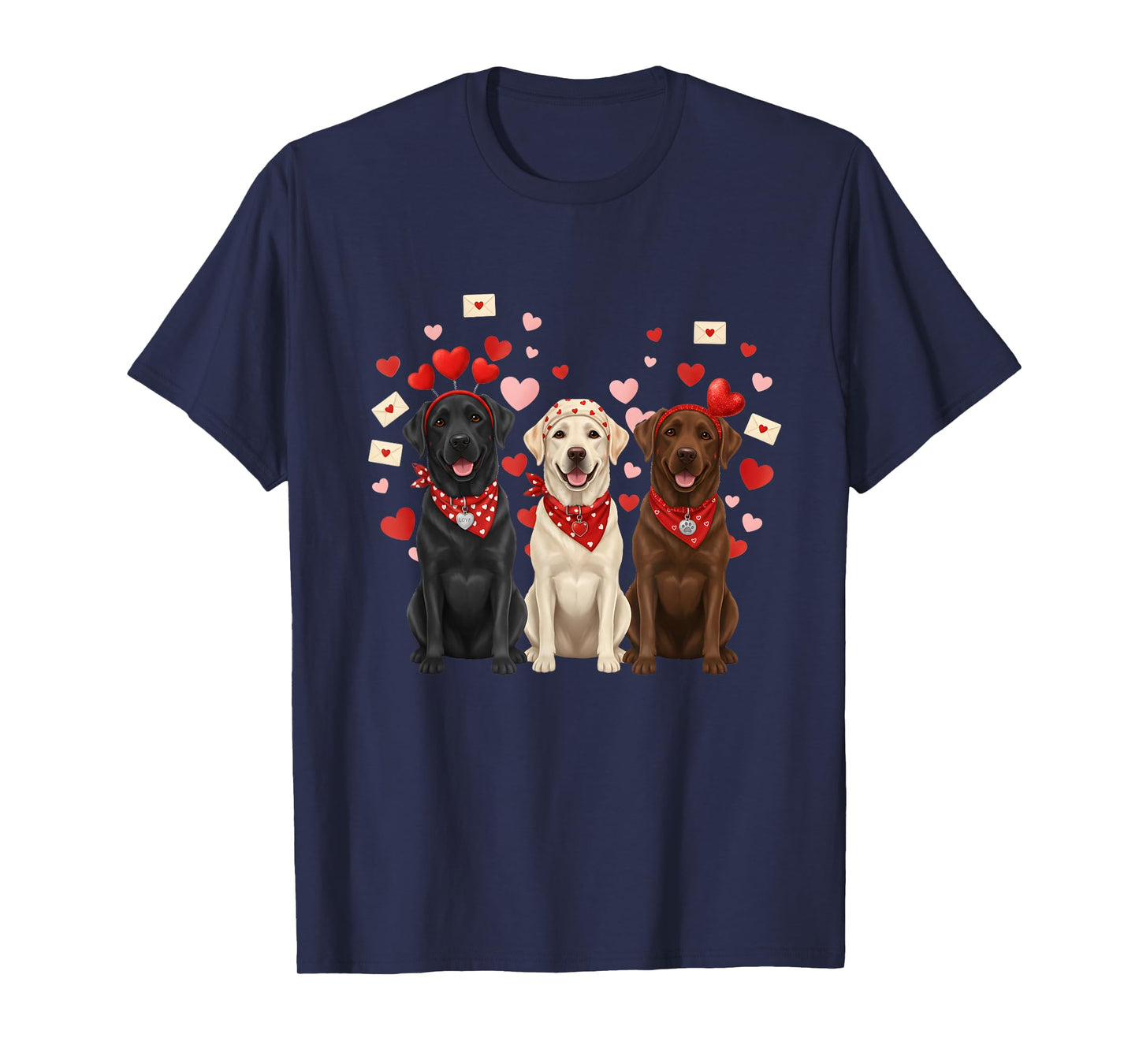 Three Labrador Retriever Valentines Dog Lover Heart T-Shirt