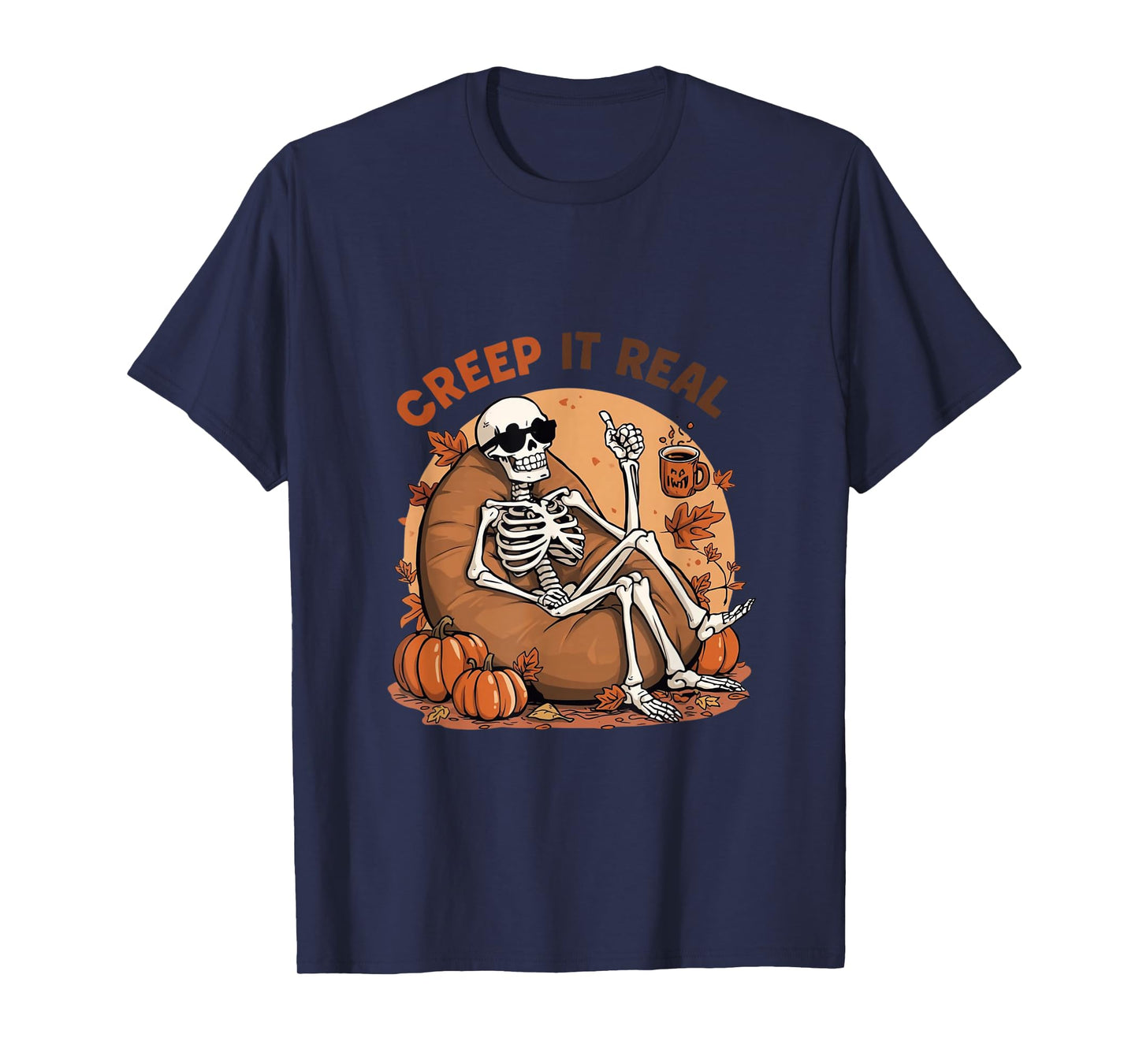 Creep It Real Funny Skeleton Halloween Design T-Shirt