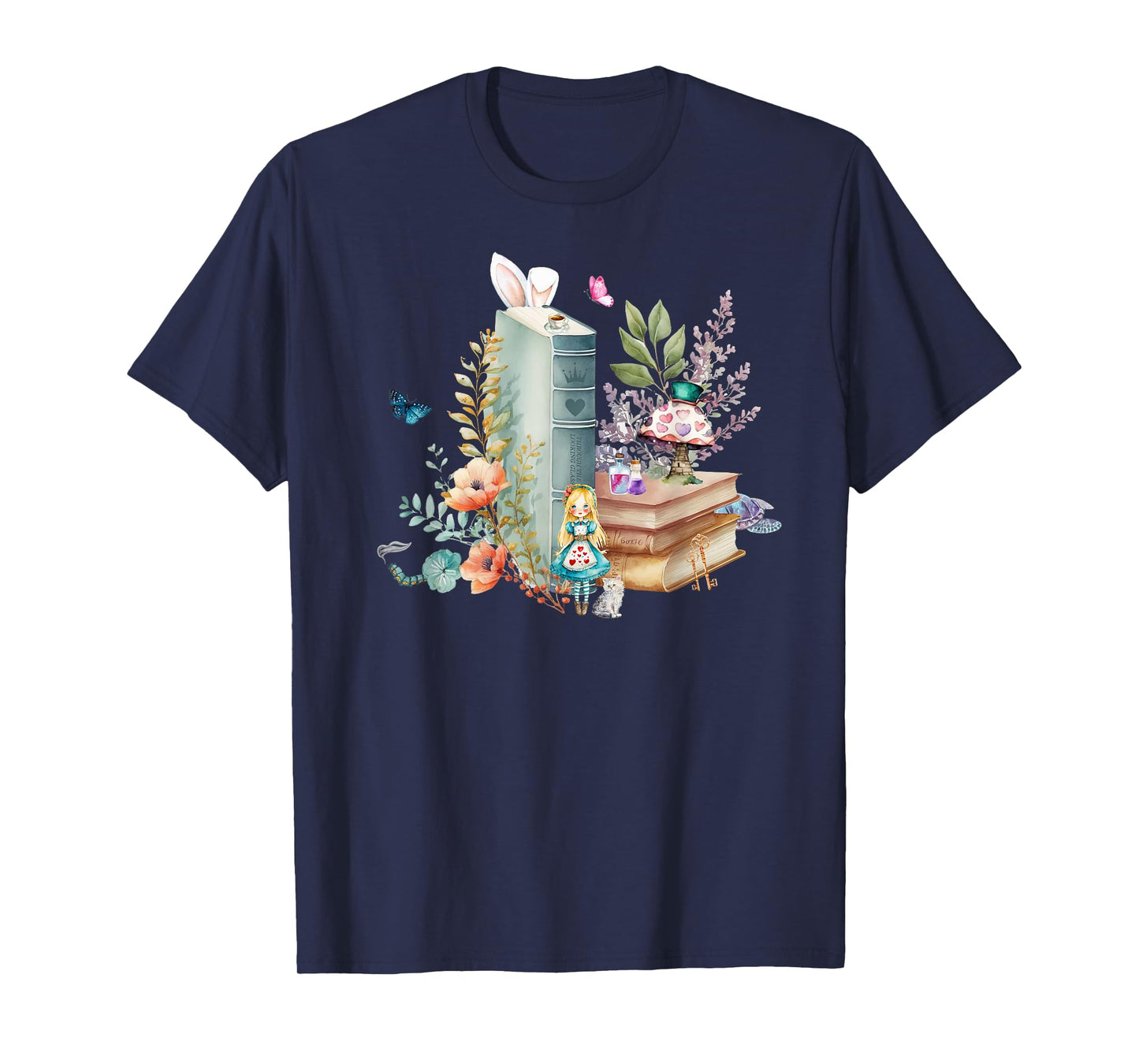 Alice in Wonderland Characters Lewis Carroll Book Lover T-Shirt