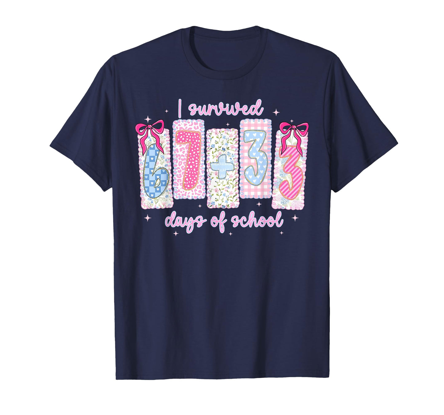 I Survived 67 + 33 Days of School Coquette Bow Girl Kid T-Shirt