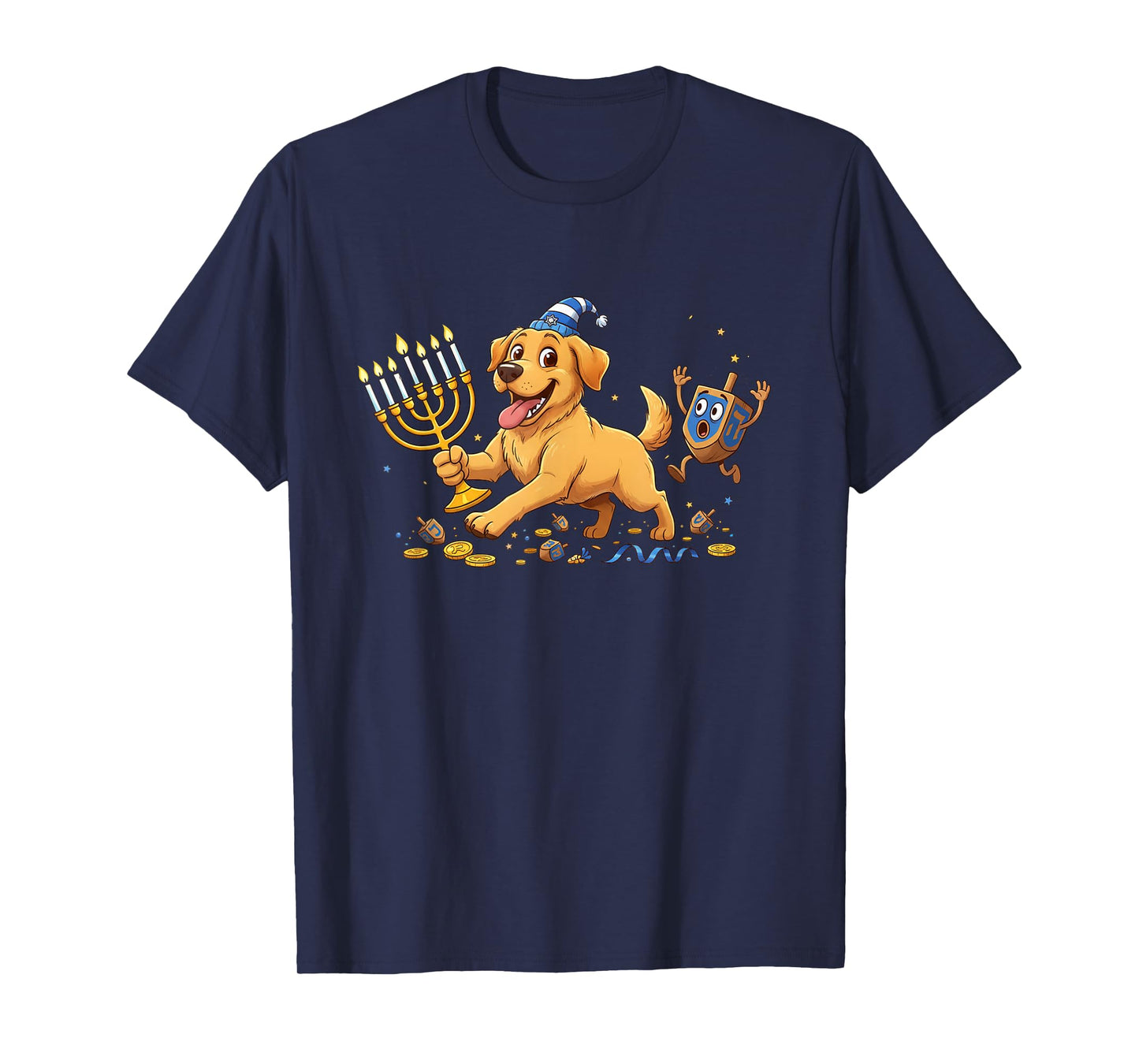 Labrador Retriever Dreidel Menorah Hanukkah Kids Womens Mens T-Shirt