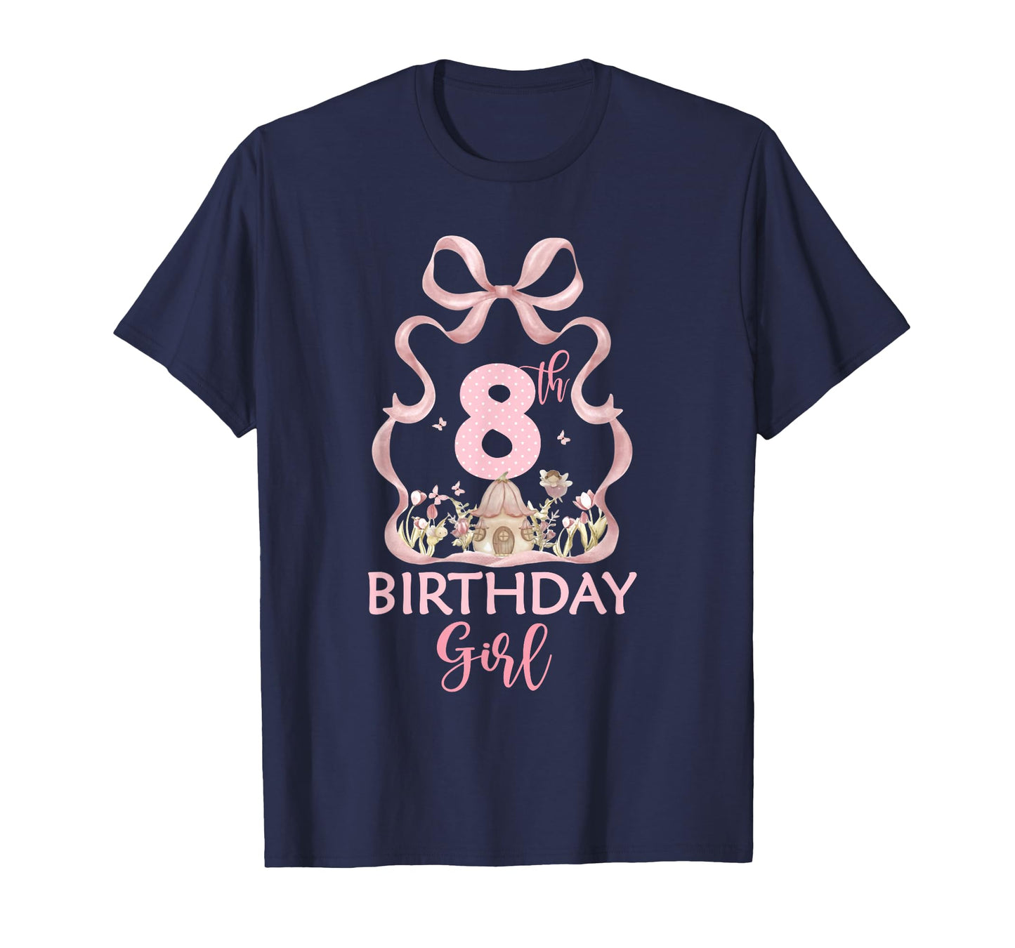 It's My 8th Birthday Fairy Coquette Pink Bow Girl 8 Year Old T-Shirt