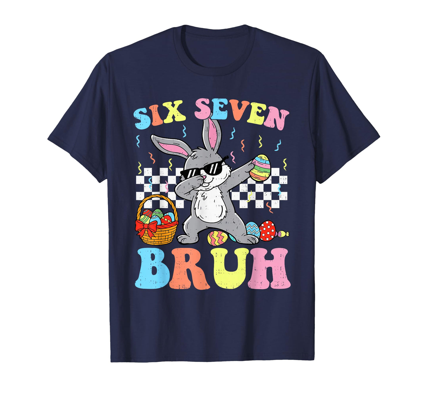 Six Seven Bruh Easter Day Boys Kids Dabbing Bunny 67 Meme T-Shirt