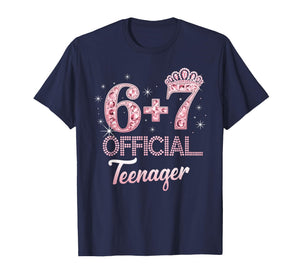Funny 6+7 13 Official Teenager Pink Crown Birthday Princess T-Shirt