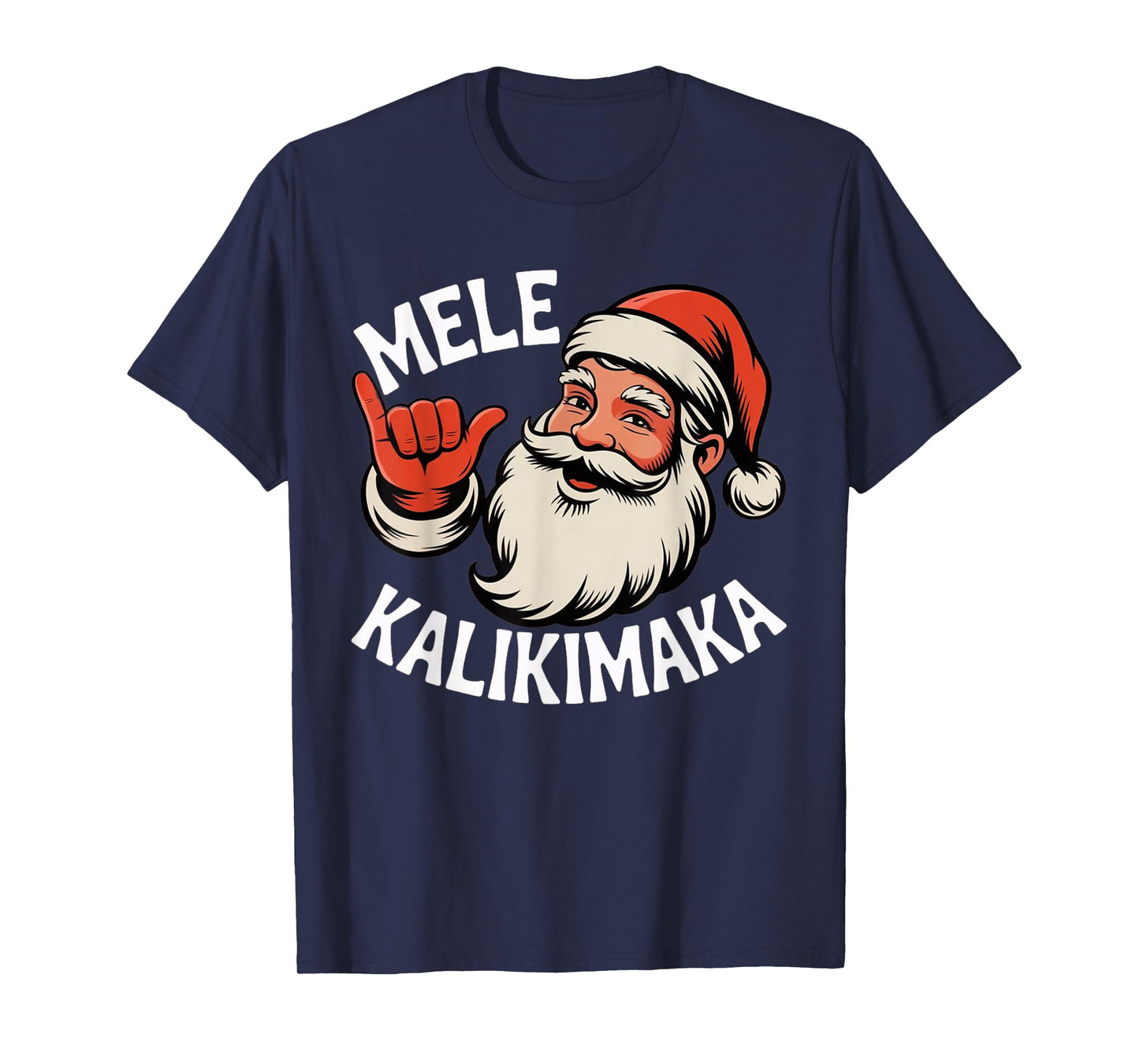 Mele Kalikimaka Hawaiian Christmas Santa Cartoon Design T-Shirt