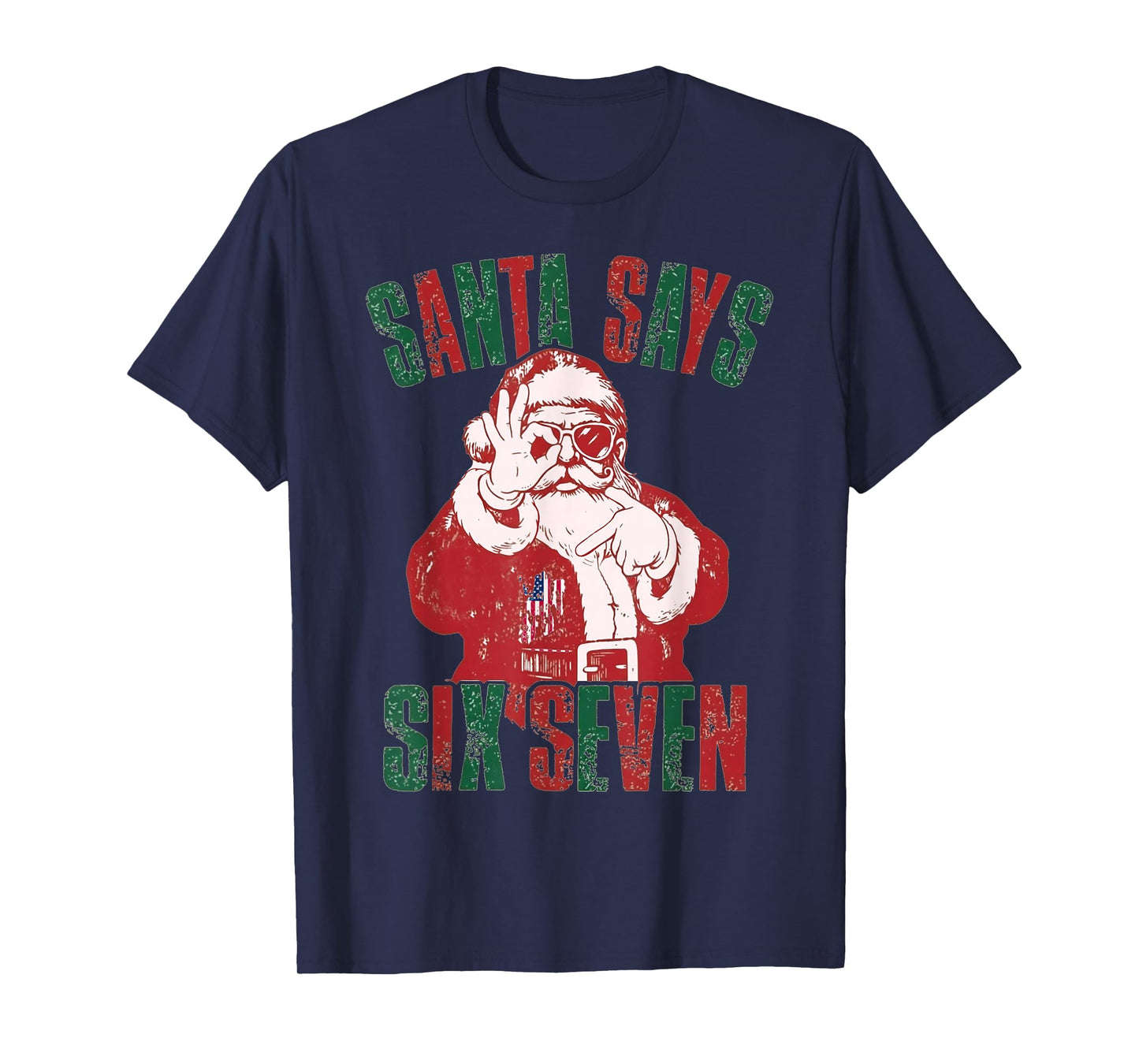 Funny Retro Santa Says Six Seven Christmas T-Shirt