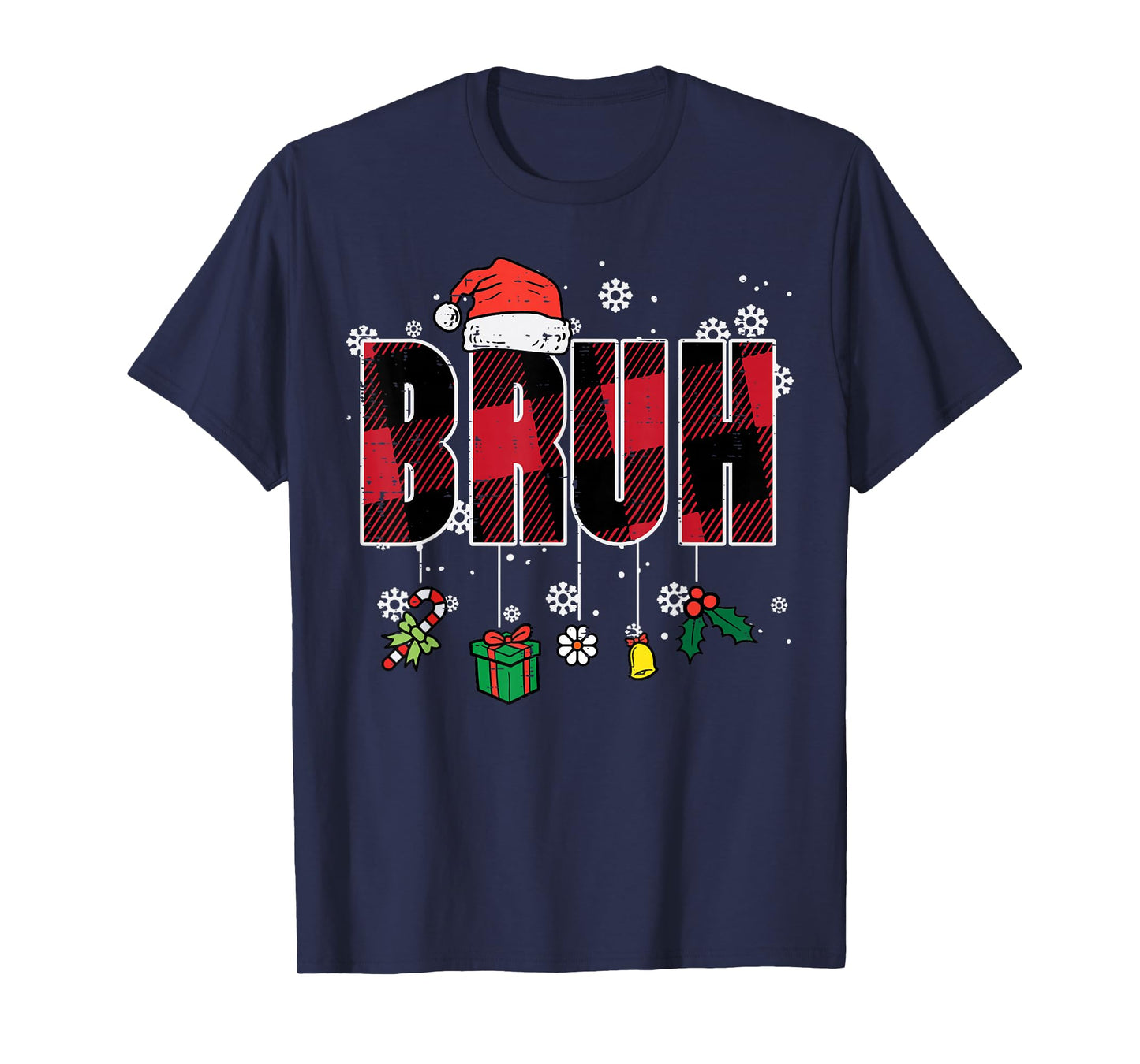 Christmas Red Plaid Bruh Vintage Xmas Meme Women Men Kids T-Shirt