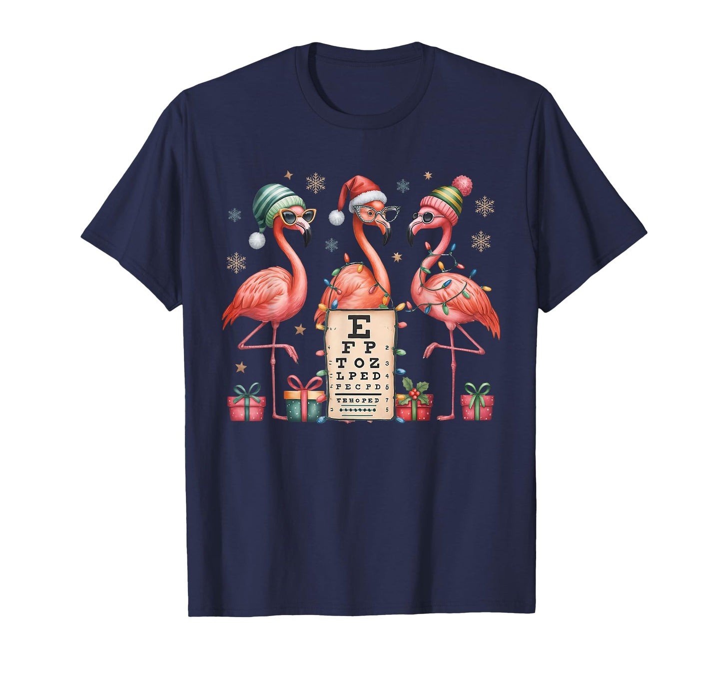 Flamingo Christmas Optometry Ophthalmologist Eye Dr Optician T-Shirt