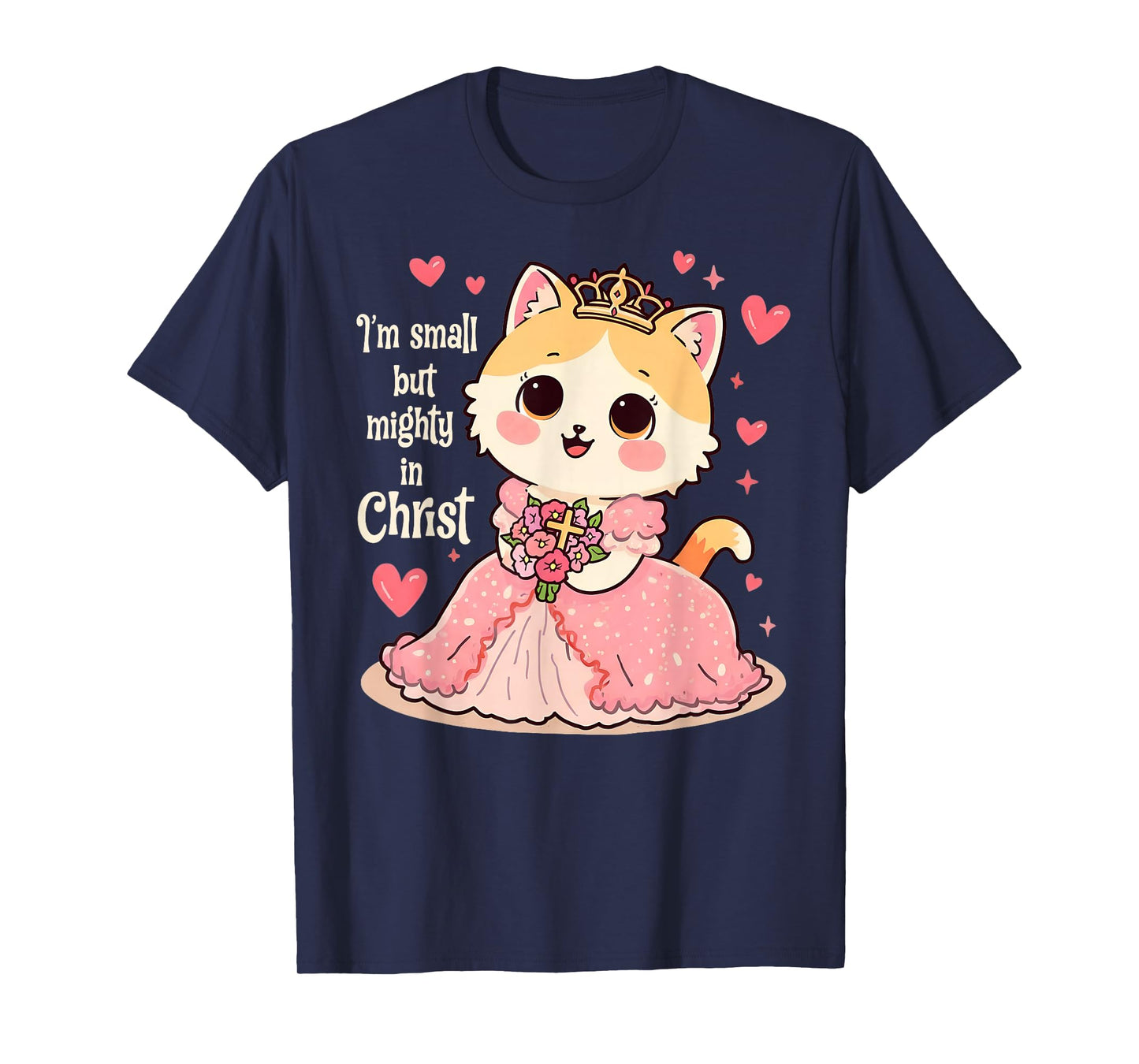 Christian Kids I Am Small But Mighty in Christ Cute Cat T-Shirt