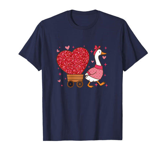 White Valentines Silly Goose Heart for Teachers Kids T-Shirt