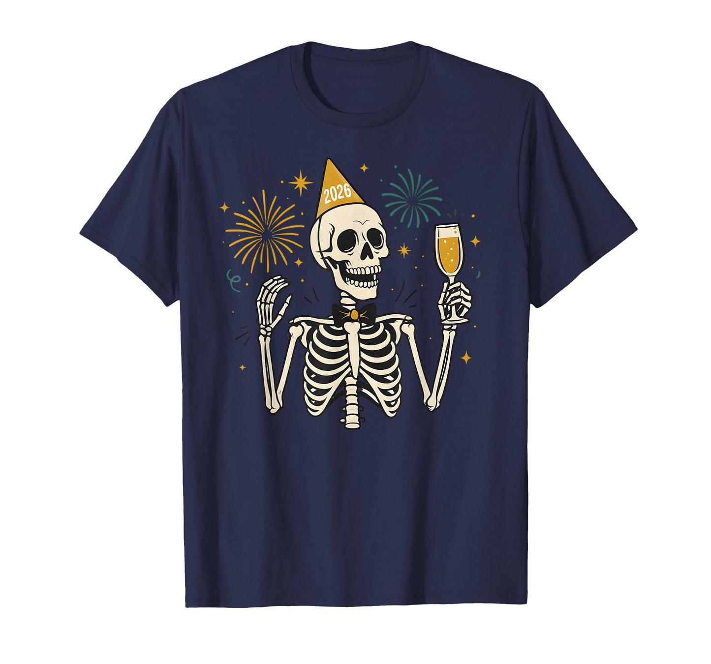 New Years 2026 Skeleton NYE Party Celebrations Funny Women's T-Shirt