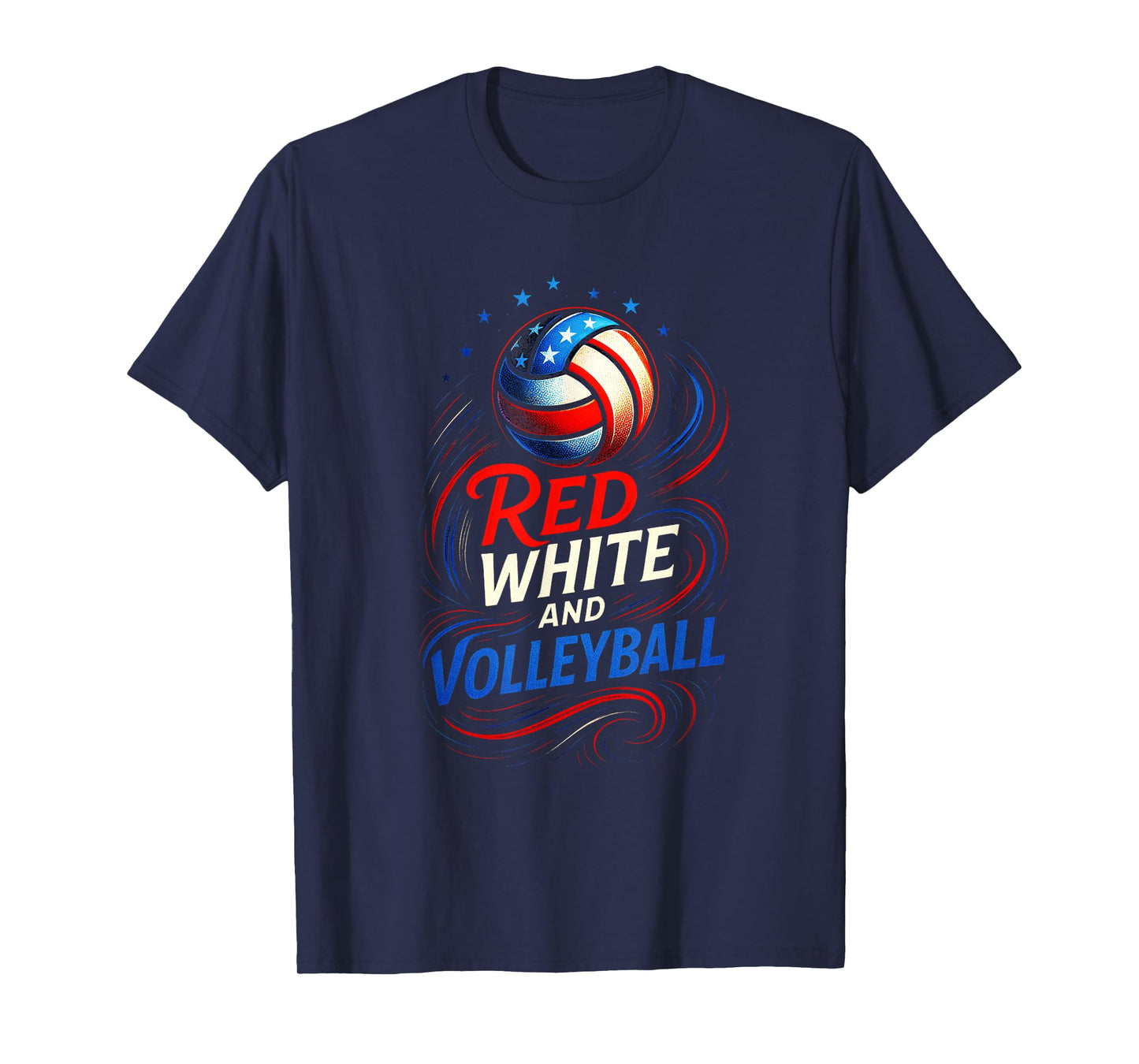 Red White and Volleyball - American 4th July Player T-Shirt