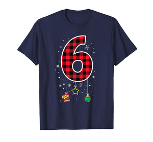 Number 6 Funny Meme Saying 6 7 Six Seven Christmas Red Plaid T-Shirt