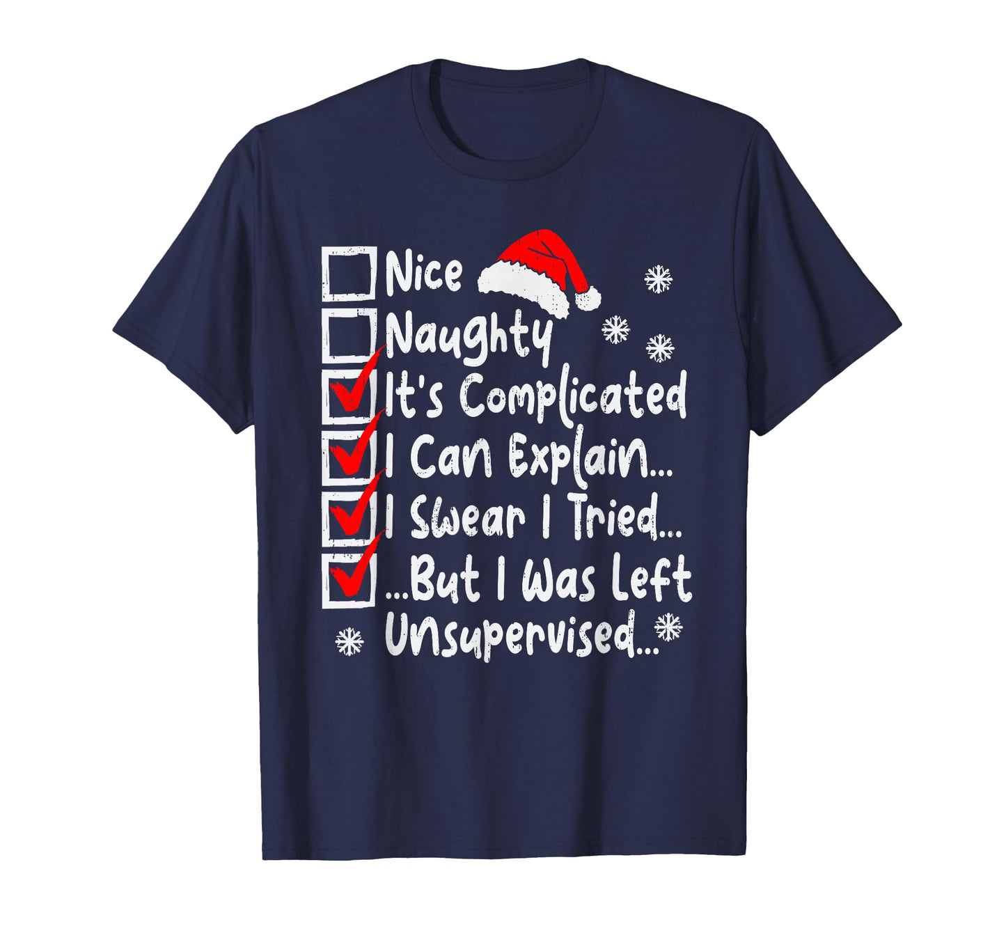 Nice Naughty Multi Checklist Funny Christmas List Family T-Shirt