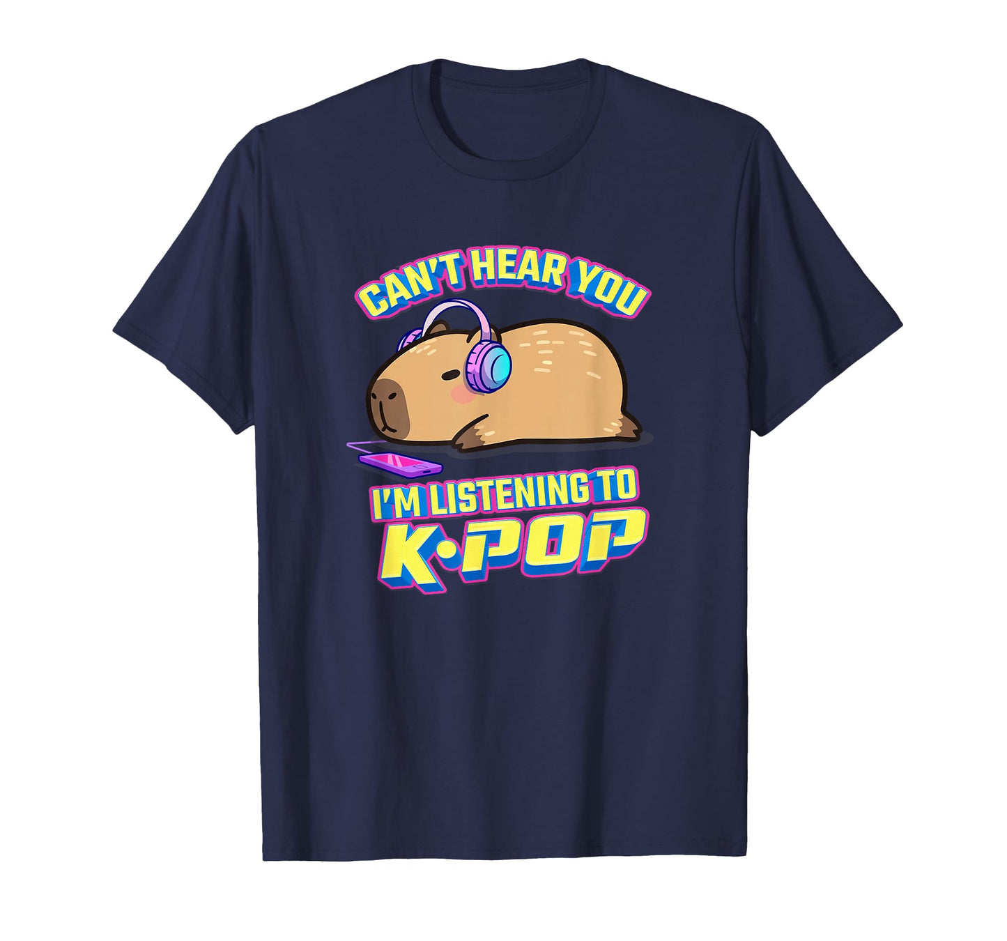 Kawaii Kids Can't Hear You Listening to Kpop Fan Capybara T-Shirt