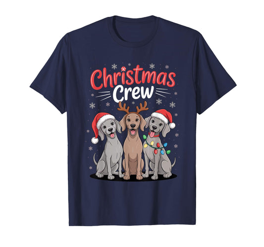 Christmas Crew Xmas Puppy Dog Funny Christmas Weimaraner T-Shirt