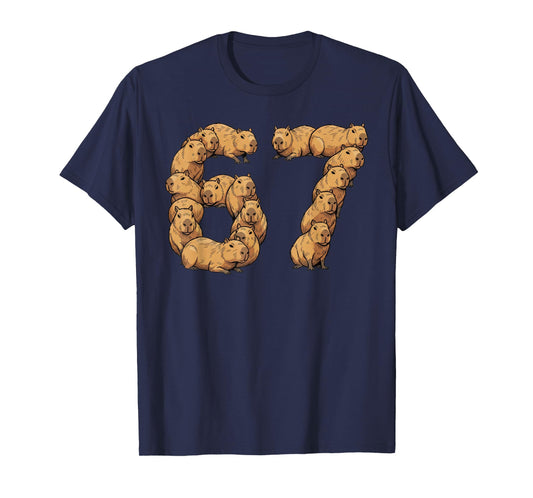 Funny Capybara 6 7 Meme Six Seven Love River Hog T-Shirt