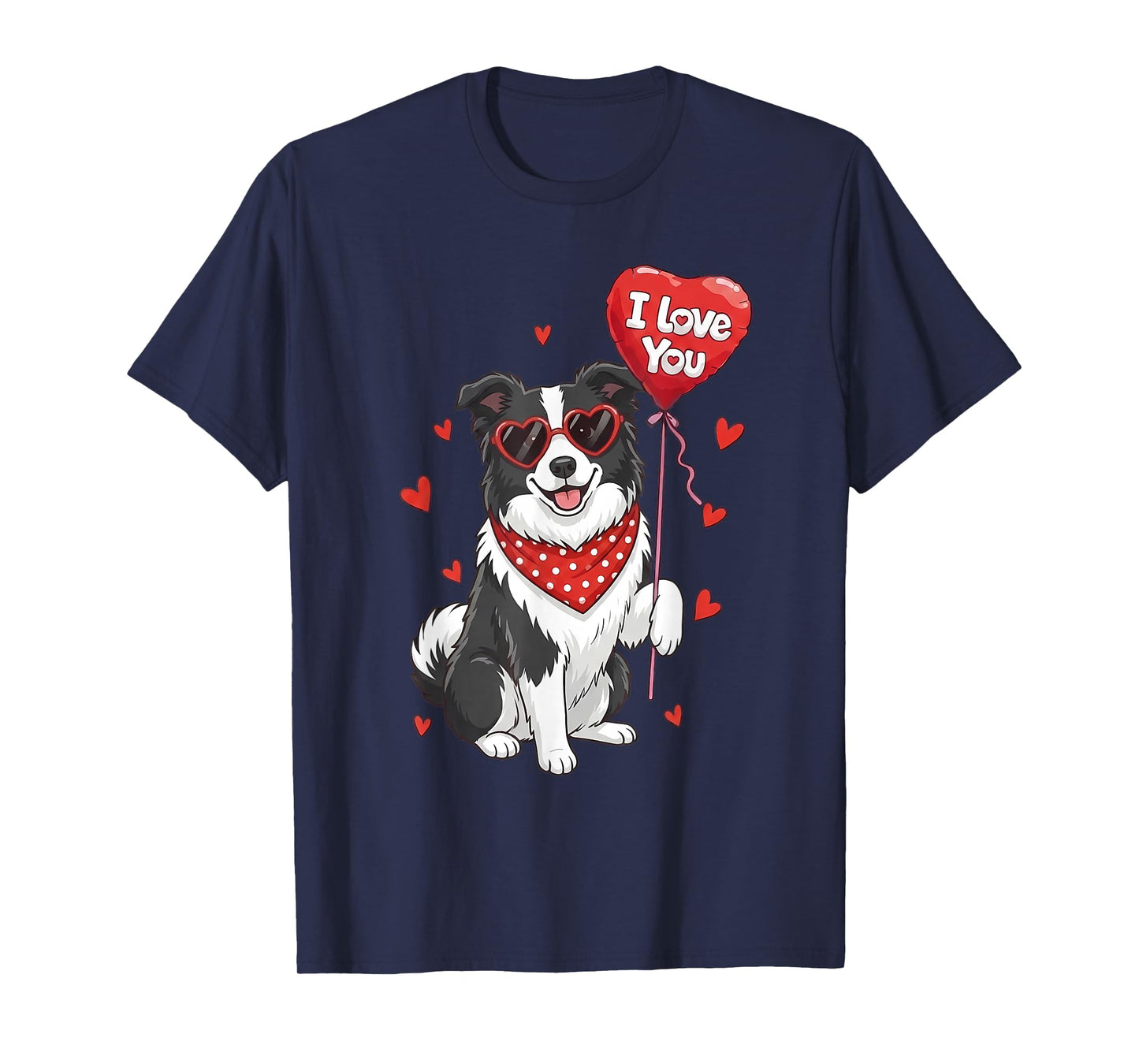 Border Collie Valentine Heart I Love You Dog Lovers T-Shirt