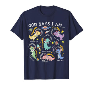 God Says I Am Outer Space Axolotl Bible Christian Kids Boys T-Shirt