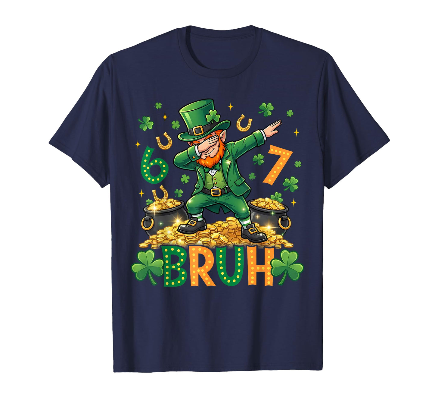67 Bruh Dab Leprechaun Funny Kids Boys Mens St Patrick Day T-Shirt