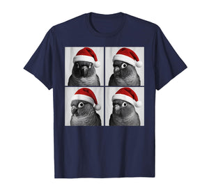 Funny Christmas Green Cheek Conure Santa Photo Booth Parrot T-Shirt