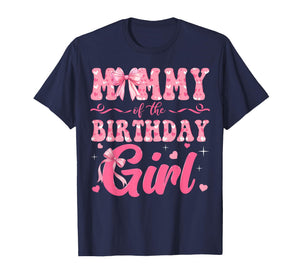 Mommy of The Birthday Girl Family Pink Coquette Bow T-Shirt