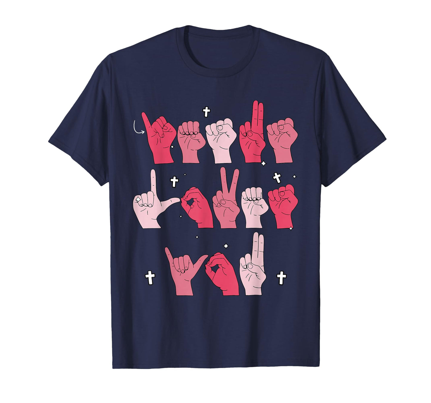 Jesus Loves You ASL Sign Language Christian Valentine Women T-Shirt