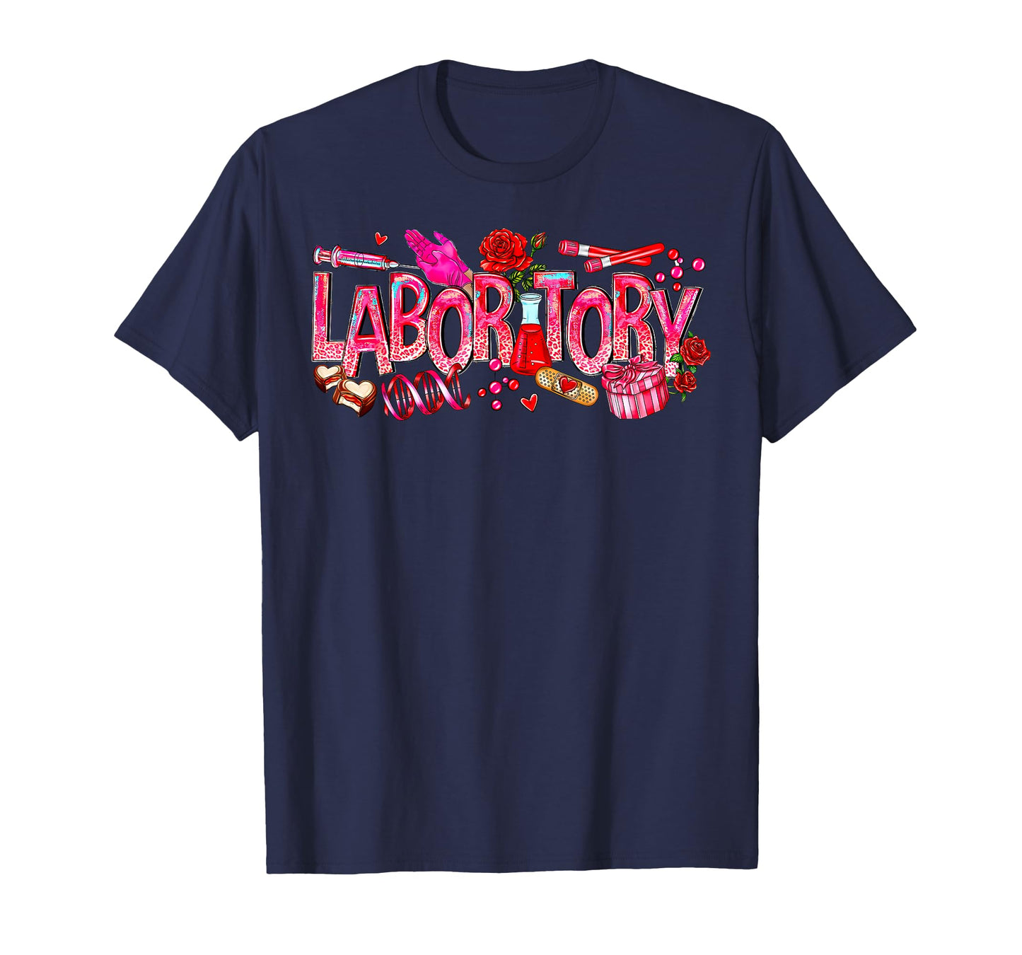 Retro Laboratory Valentine Floral Science Lab Technologist T-Shirt
