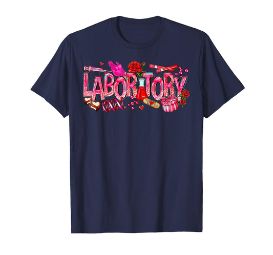 Retro Laboratory Valentine Floral Science Lab Technologist T-Shirt