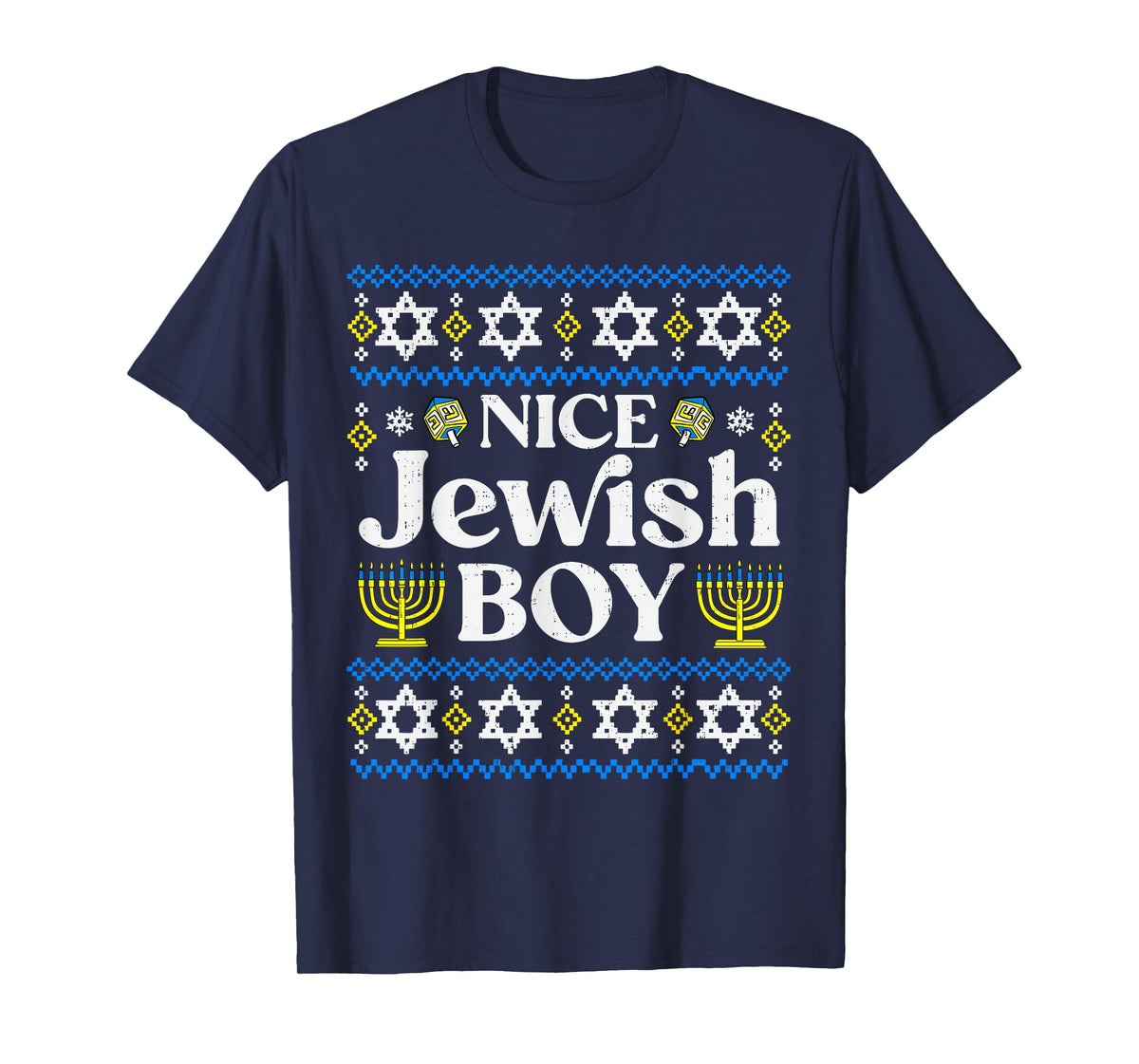 Ugly Hanukkah Nice Jewish Boy Dreidel Menorah Chanukah Kids T-Shirt