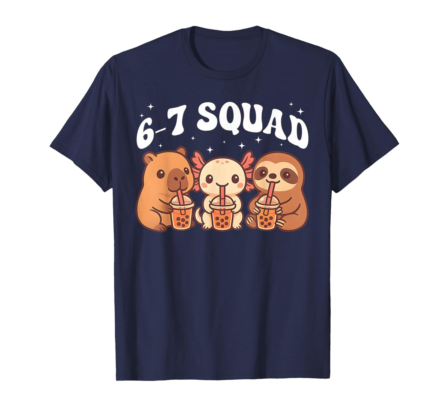 67 Meme Animals Sloth Axolotl Capybara Funny 6 7 Girls Kids T-Shirt