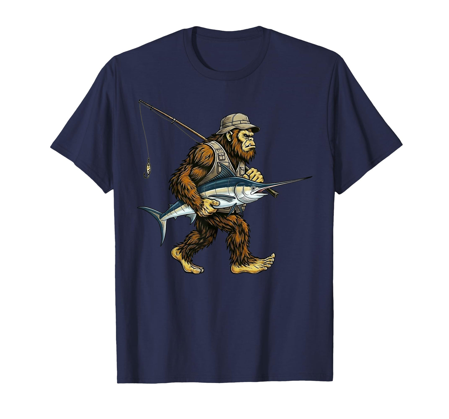 Swordfish Bigfoot Fisherman Saltwater Fishing Sasquatch T-Shirt