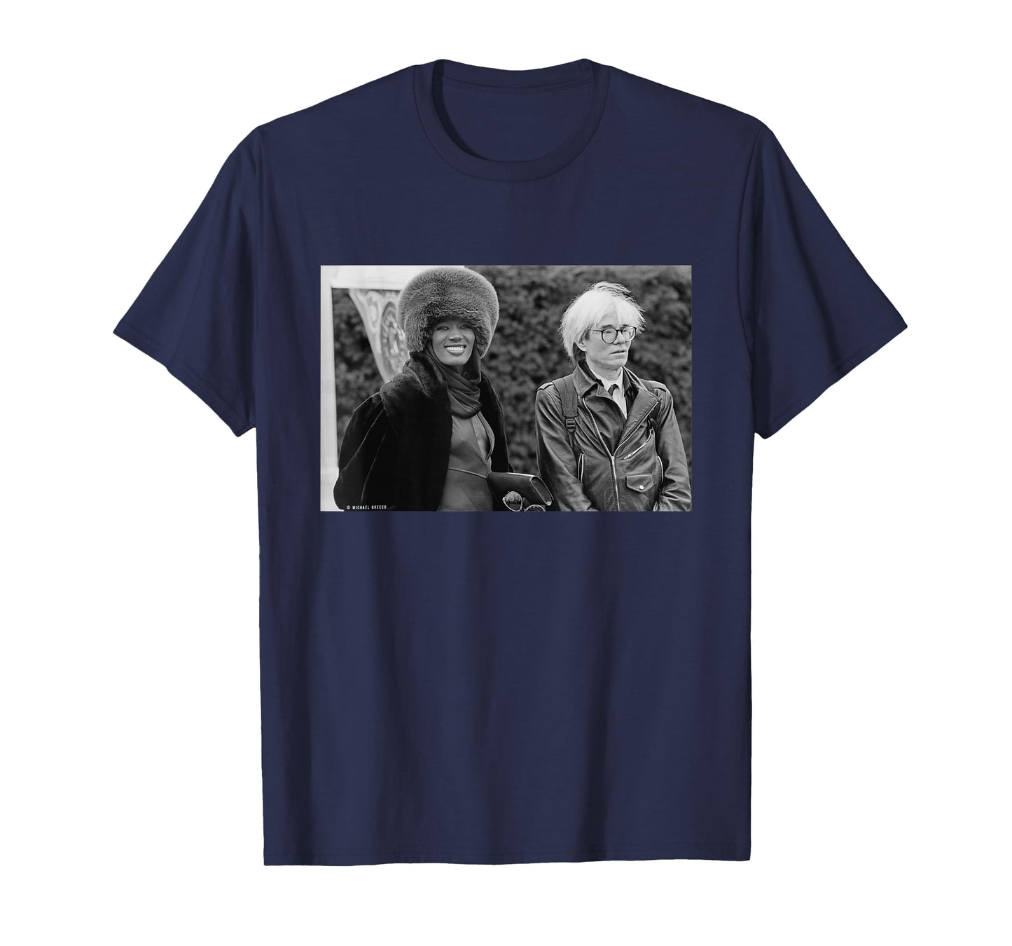 Grace Jones Singer with Artist Andy Warhol by Michael Grecco T-Shirt