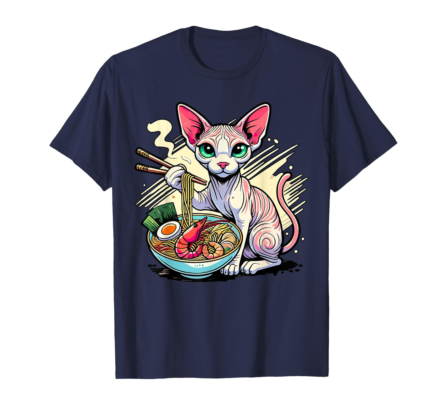 Sphynx Cat Eating Ramen T-Shirt