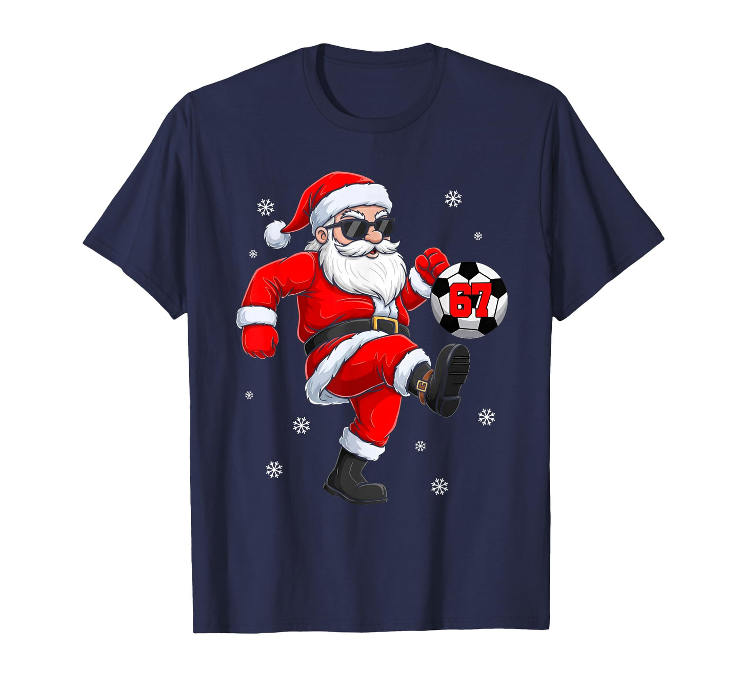 Santa Soccer Ball Sports Christmas Soccer Player Men Boys T-Shirt