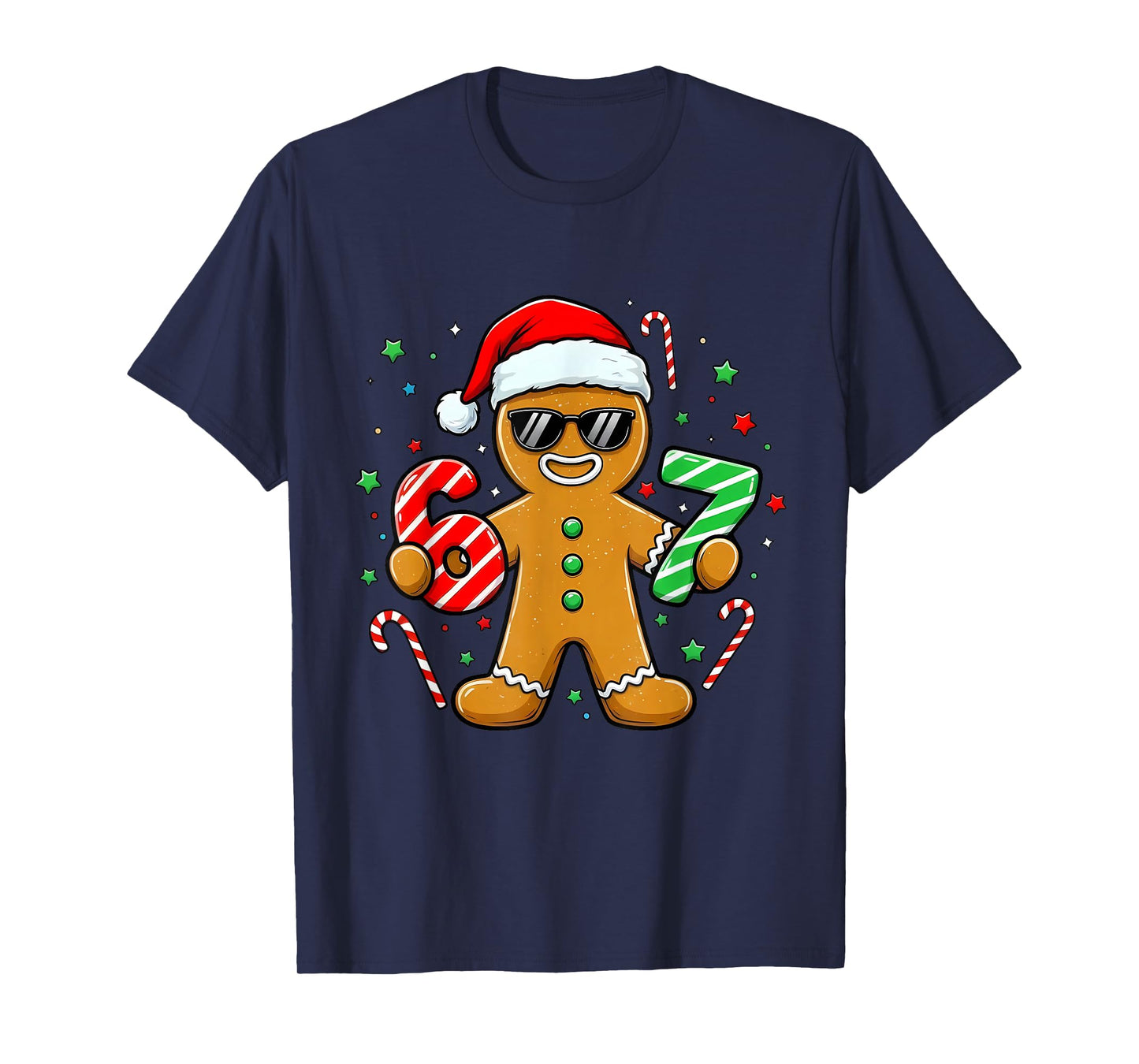 Funny Gingerbread Six Seven 67 Ice Cream Drip Christmas Boys T-Shirt