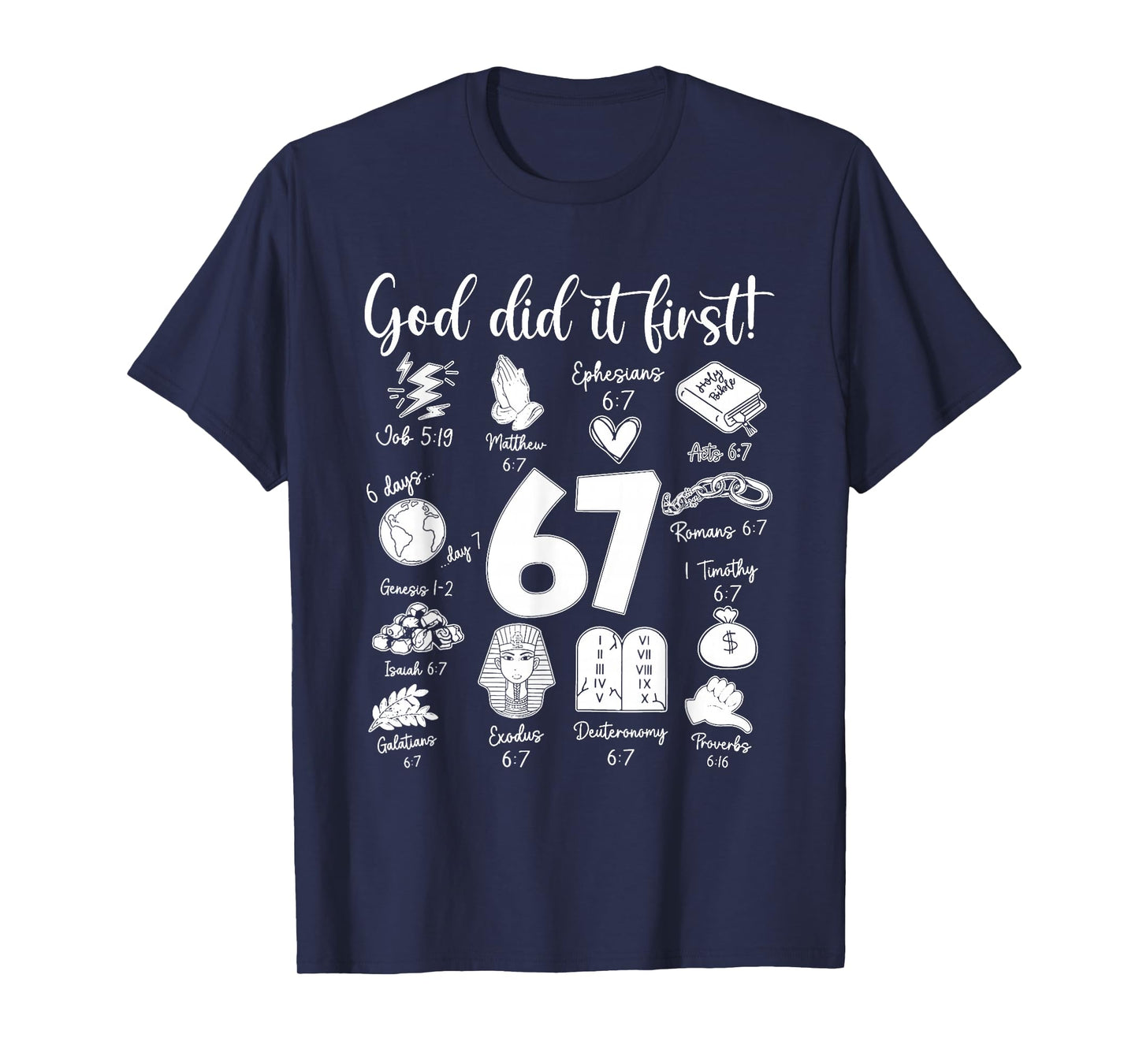 Vintage God Did It First 67 Six Seven Meme Christian Bible T-Shirt