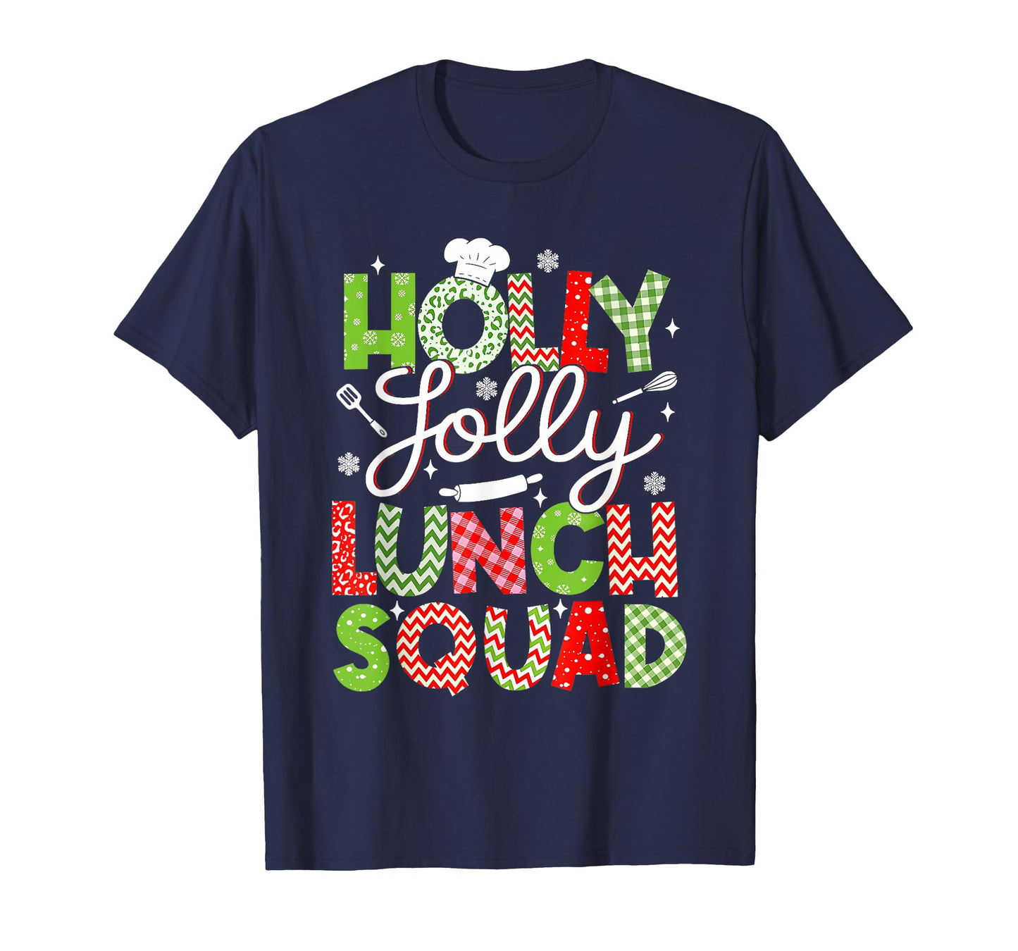 Holly Vintage Jolly Lunch Squad Cafeteria Lunch Lady Xmas T-Shirt