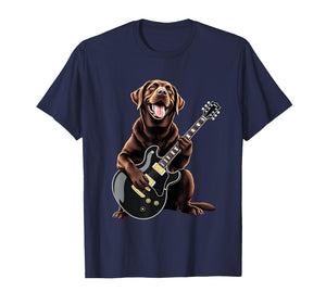 Funny Chocolate Labrador Playing Guitar Design Music Lovers T-Shirt