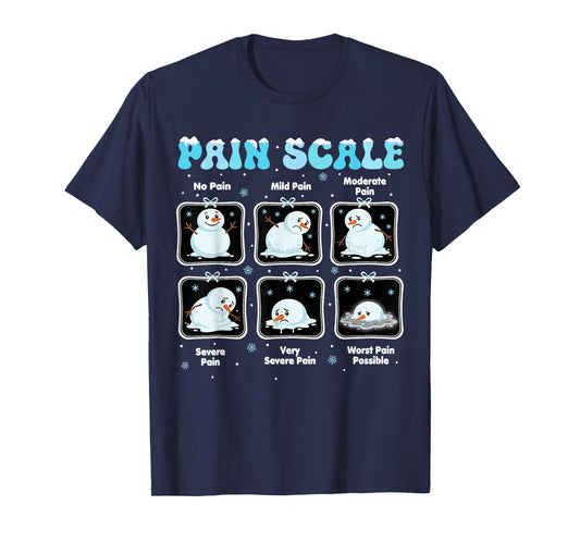 Pain Scale Snowman Funny Nurse Christmas ICU Nurse T-Shirt