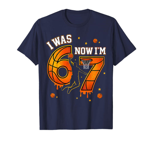 I was 6 Now I’m 7 Basketball Birthday Boy Gifts for Men Kids T-Shirt