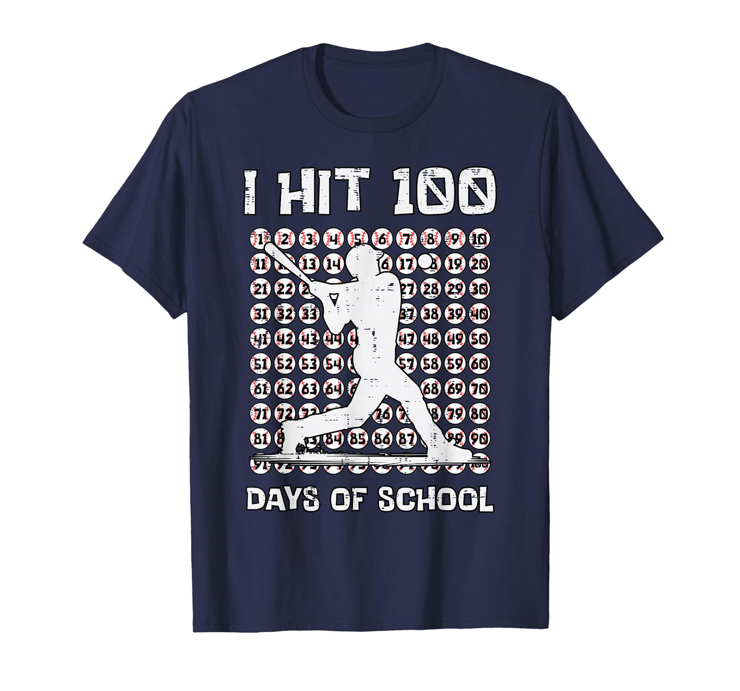 I Hit 100 Days of School Baseball Player 100th Day Boys Kids T-Shirt