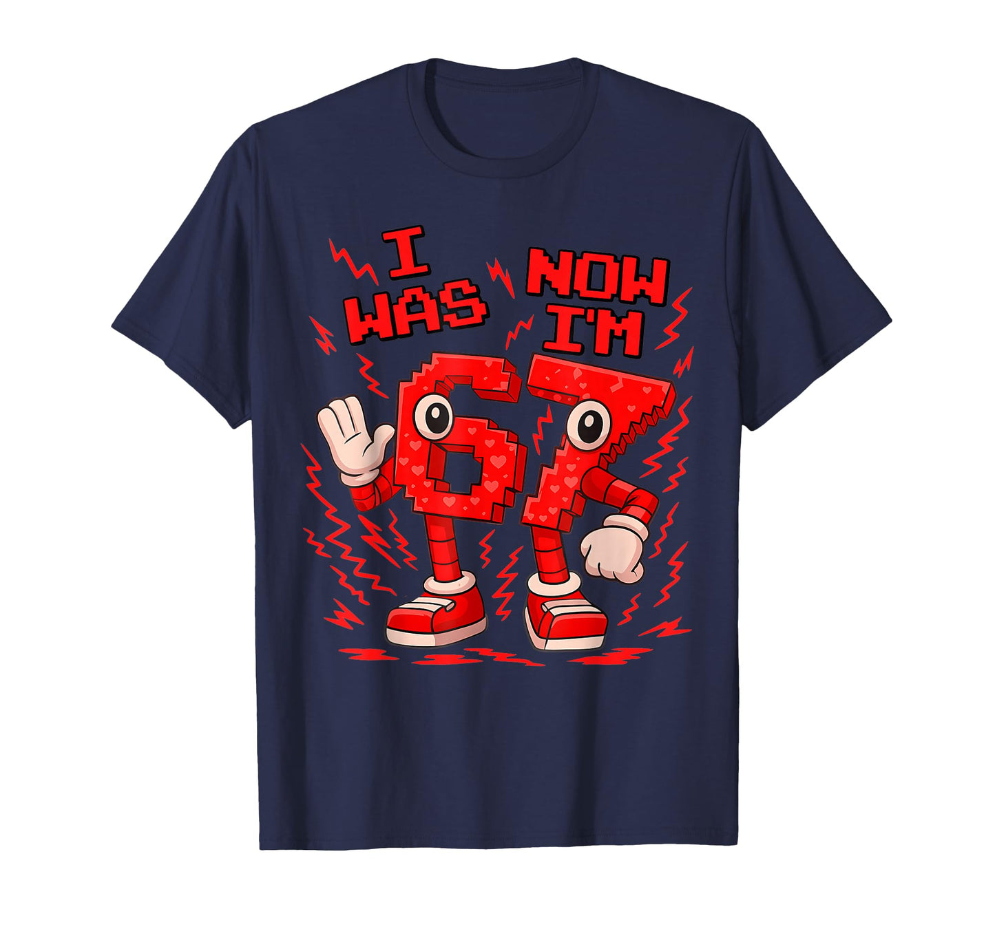 I was 6 Now I'm 7 Six Seven 7 Years Old Birthday Brainrot T-Shirt