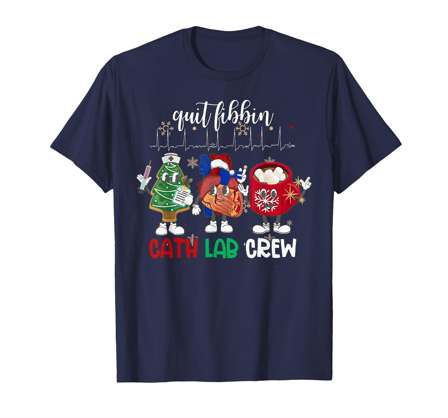 Cath Lab Christmas Crew Cardiology Nurse Echocardiography T-Shirt