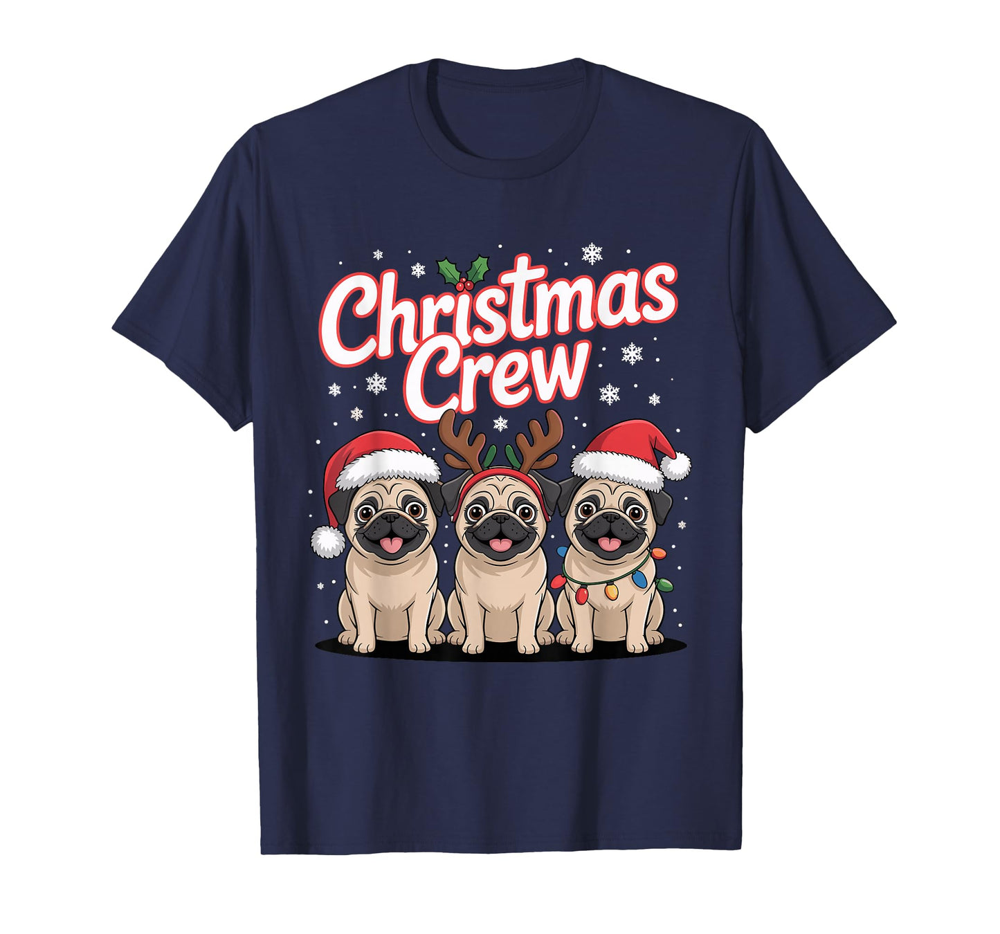 Christmas Crew Xmas Puppy Small Dog Funny Christmas Pug T-Shirt