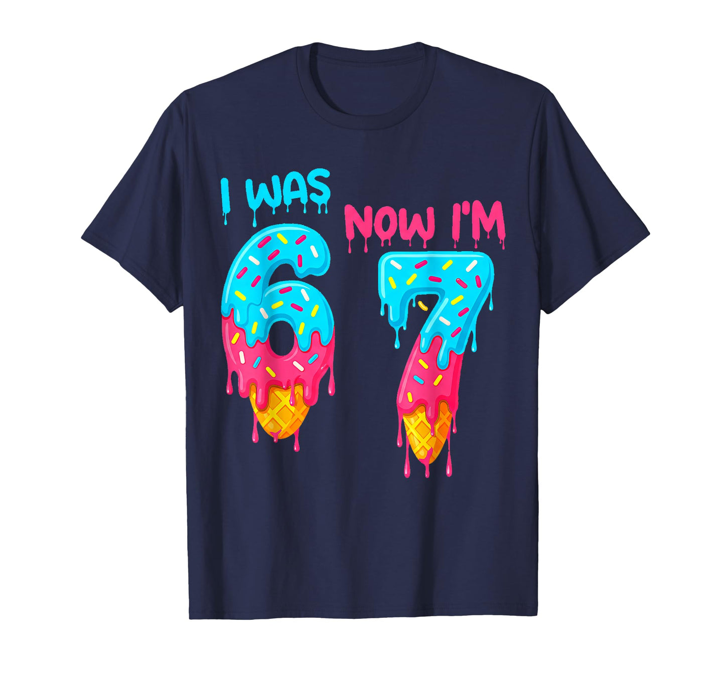 I was 6 Now I'm 7 Funny 7th Birthday Kids Ice Cream Drip T-Shirt