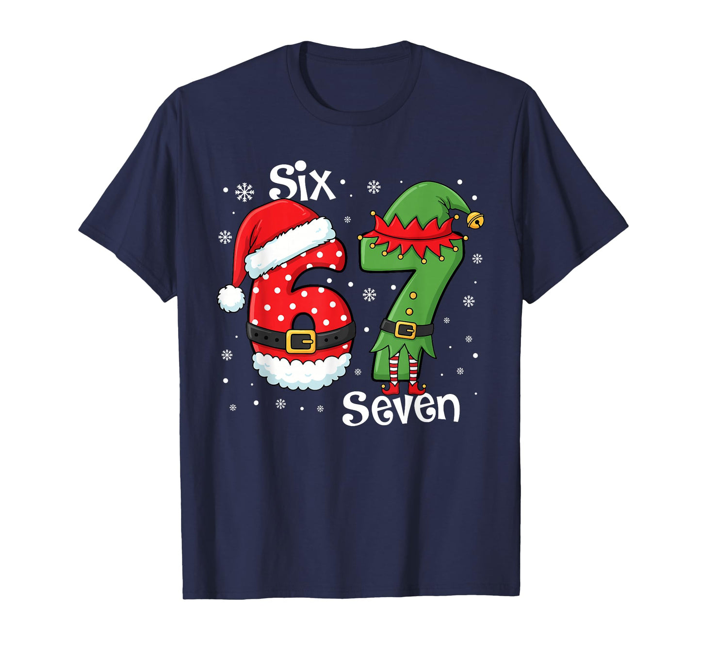 Funny 67 Six Seven Meme 6 7 Elf Santa Christmas Pajamas Kids T-Shirt