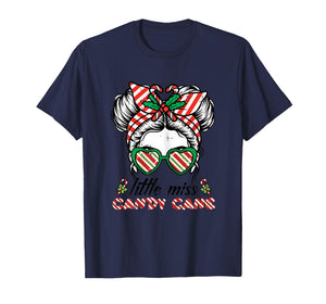 Christmas Miss Candy Cane Bun Little Xmas Girls Kids Toddler T-Shirt
